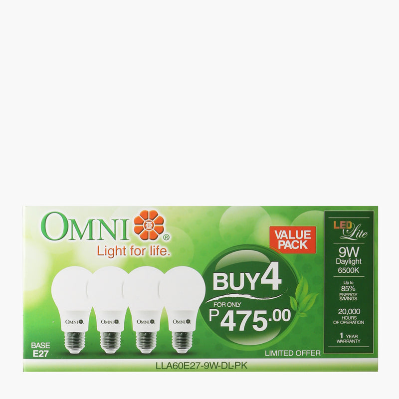 Omni LED Daylight Bulb 9W Pack of 4