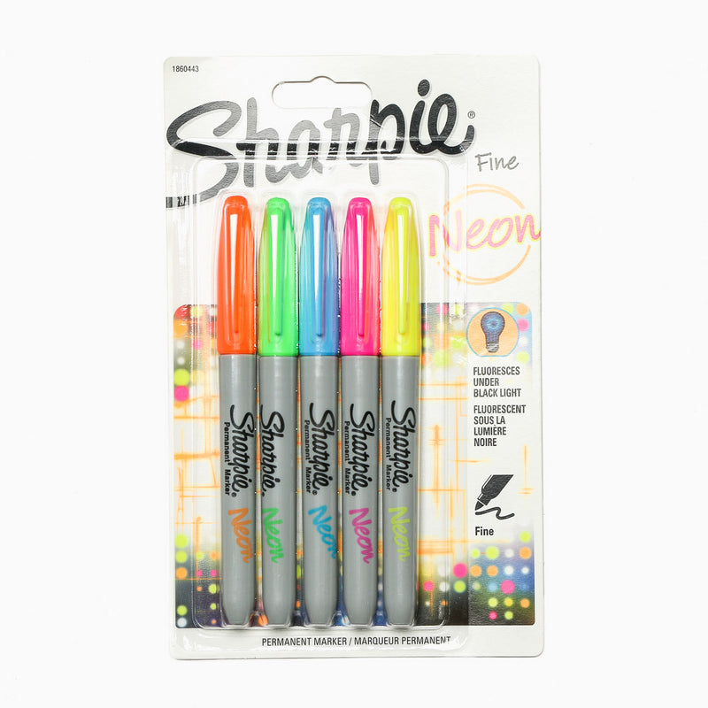 Sharpie Neon Fine Permanent Markers of 5