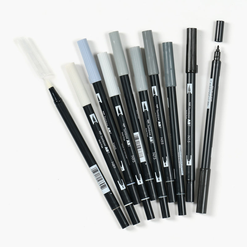 Tombow Grayscale Dual Brush Pen Set of 10