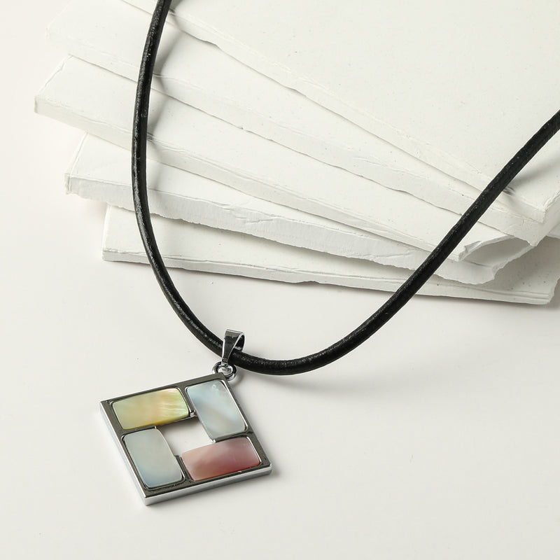 Khai Pearl Ladies Square Mother of Pearl Pendant Necklace