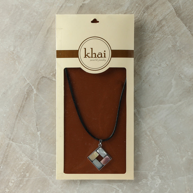 Khai Pearl Ladies Square Mother of Pearl Pendant Necklace