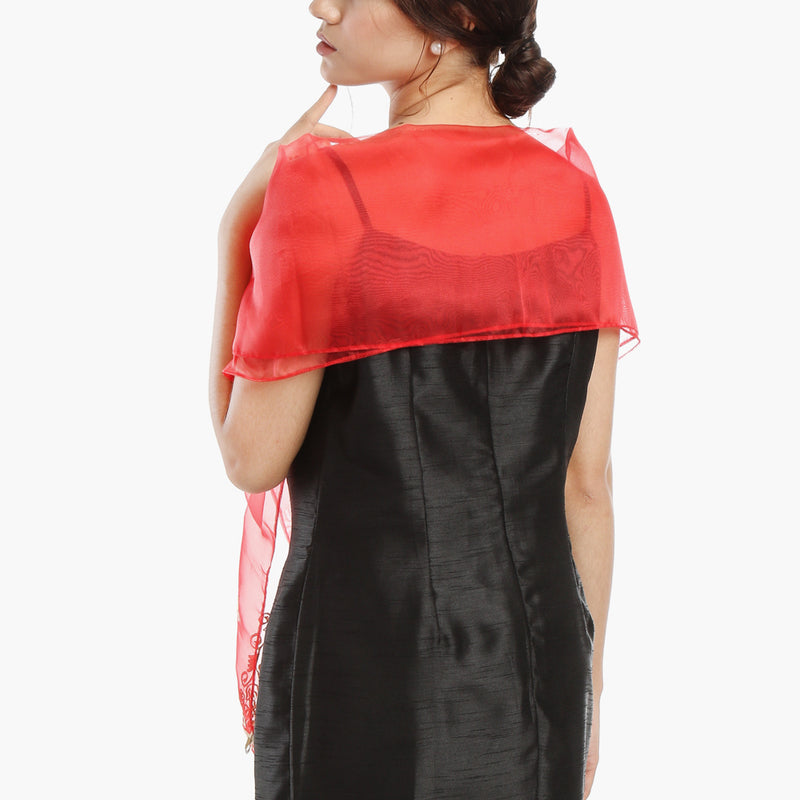 Kultura Raffaella Ladies Organza Shawl (Red)