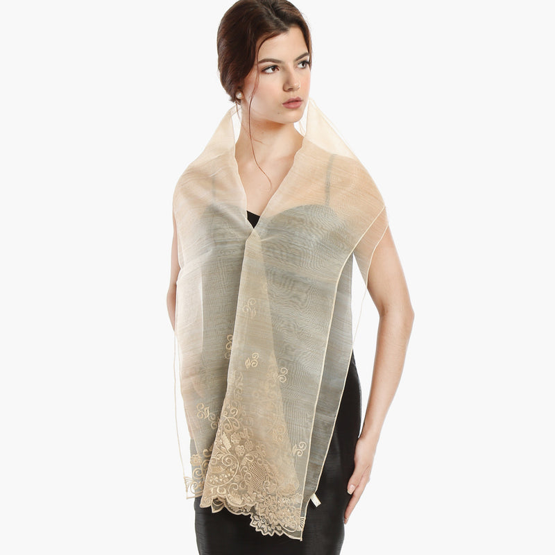 Kultura Raffaella Ladies Organza Shawl (Natural)