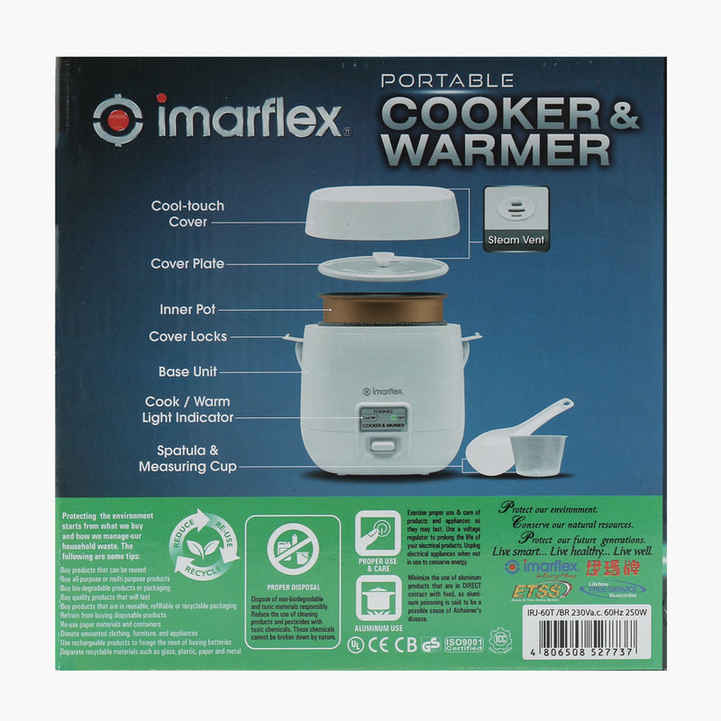 Imarflex IRJ-60T Portable Rice Cooker (White)