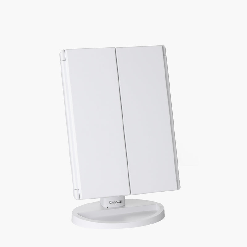 Tri-Fold White LED Mirror