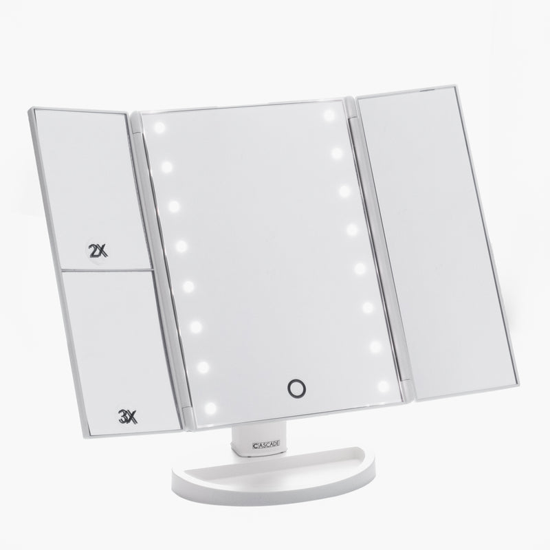 Tri-Fold White LED Mirror