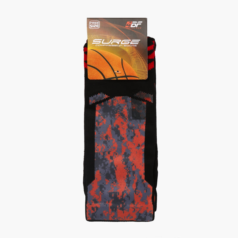 For Bare Feet Mens Surge Compression Sports Crew Socks (Black/Orange)