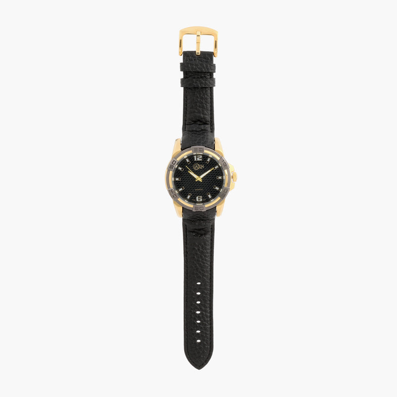 AXN Time Mens Analog Wrist Watch XST3214 (Black/Gold)