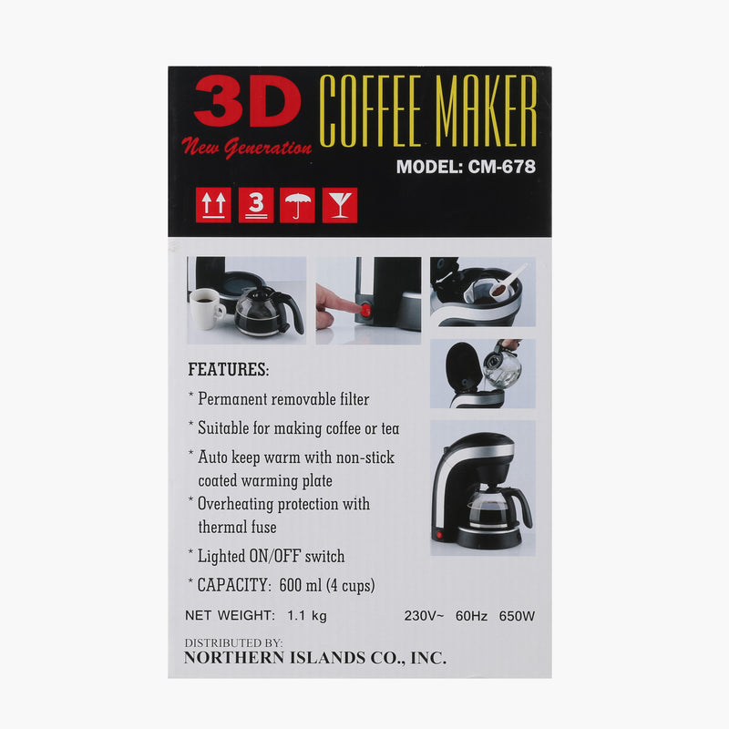 3D Coffee Maker 600mL CM-678