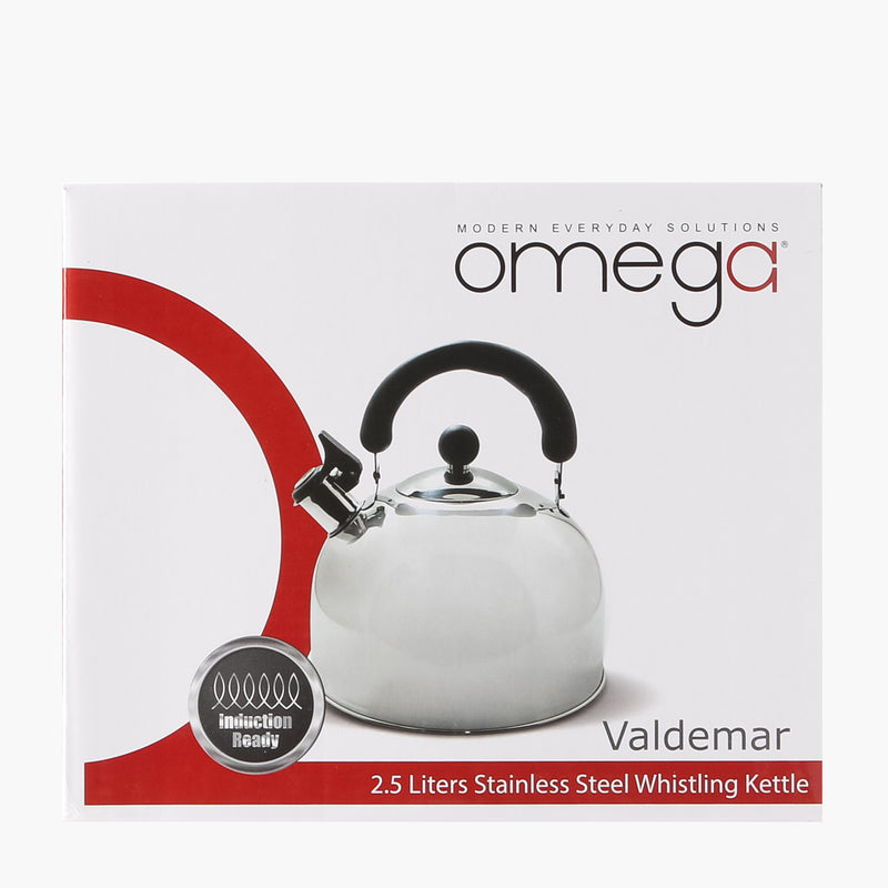 Omega 2.5L Stainless Steel Whistling Kettle