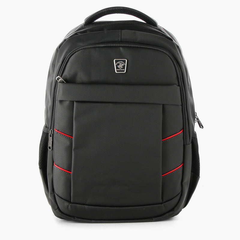 Beverly Hills Polo Club Mens 079 Backpack (Dark Gray and Red)