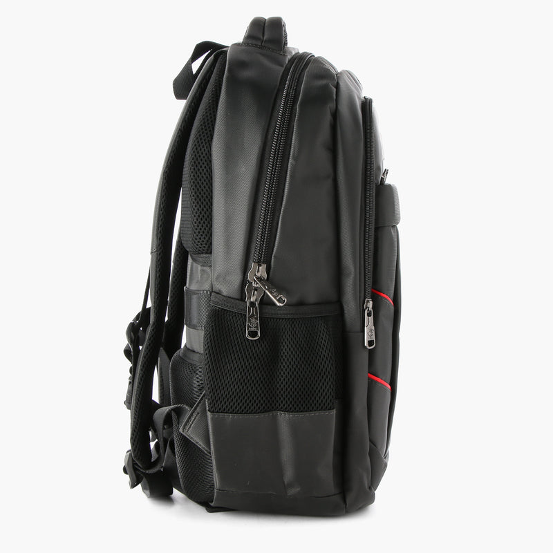 Beverly Hills Polo Club Mens 079 Backpack (Dark Gray and Red)