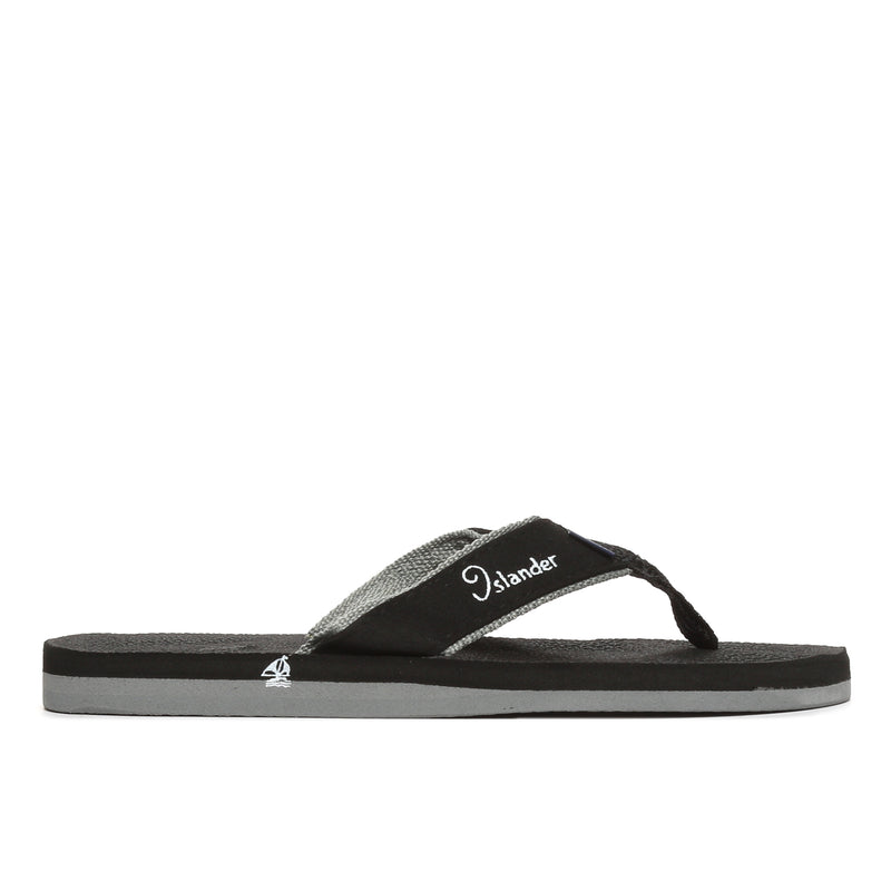 ISLANDER   THONGS     PLAIN   BLK/GRY ELITE 5 ISLANDER  ELITE THIN SOLE FLIP-FLOPS