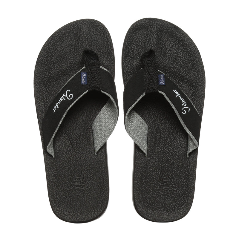 ISLANDER   THONGS     PLAIN   BLK/GRY ELITE 5 ISLANDER  ELITE THIN SOLE FLIP-FLOPS