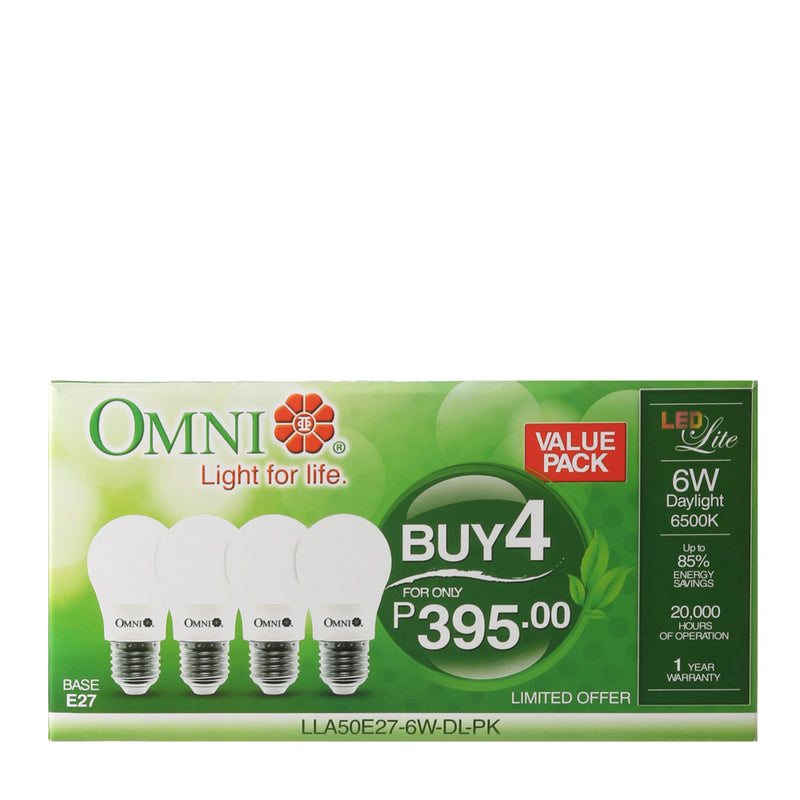 Omni  4-pack LED Lite Bulb 6W Daylight