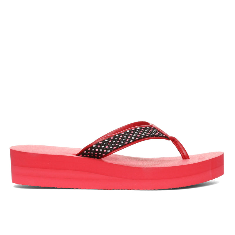 ERIKABEACH/RED/5/NODIM BEACHWALK ERIKA BRAIDED WEDGE