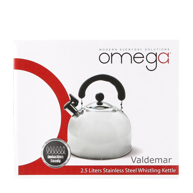 Omega 2.5L Stainless Steel Whistling Kettle