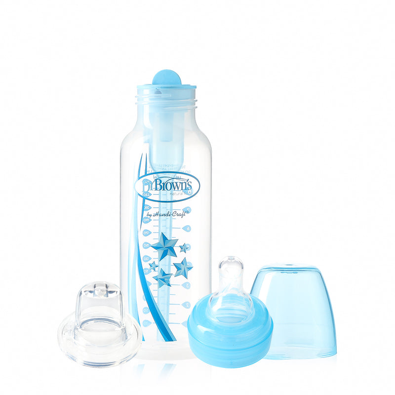 Dr. Browns 2-in-1 Narrow-Neck Transition Bottle Kit 250ml (Blue)