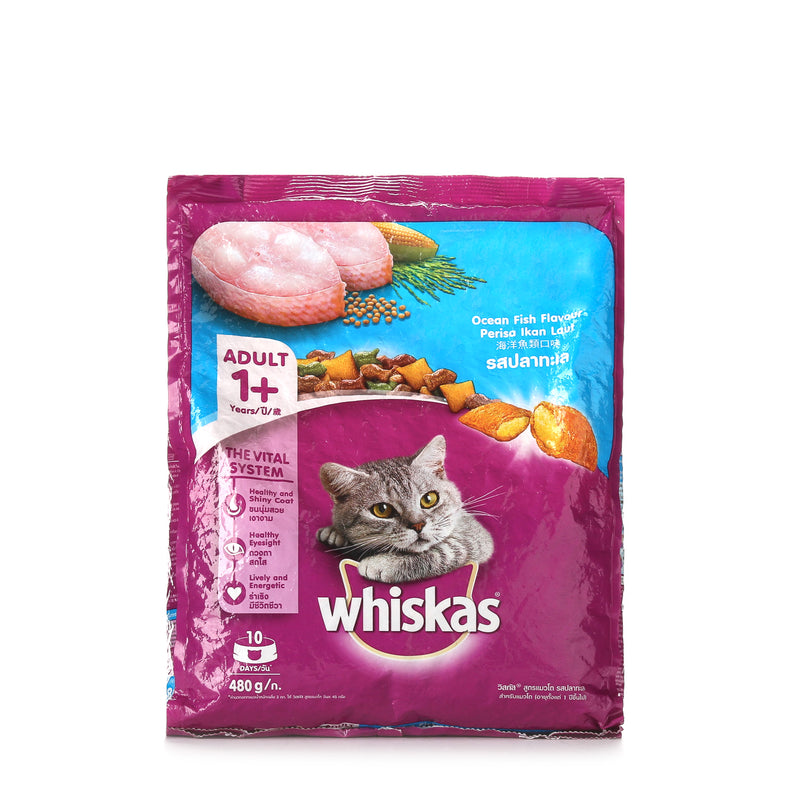 Whiskas Adult 1+ Dry Cat Food 480g - Ocean Fish