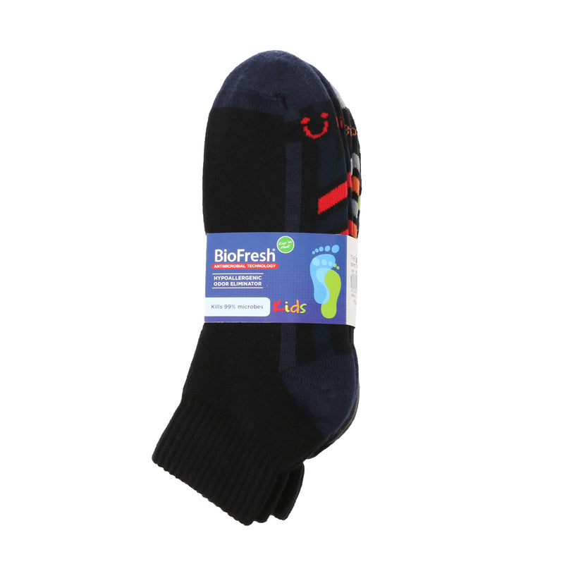 BioFresh Boys Sports Ankle Socks 3-Pair Set in Black