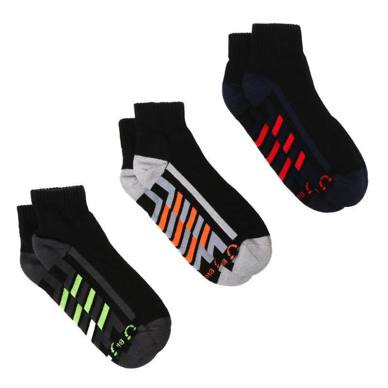 BioFresh Boys Sports Ankle Socks 3-Pair Set in Black