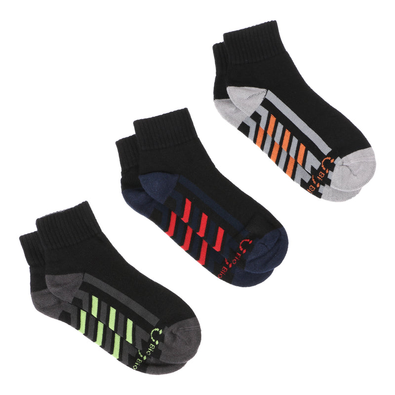 BioFresh Boys Sports Ankle Socks 3-Pair Set in Black