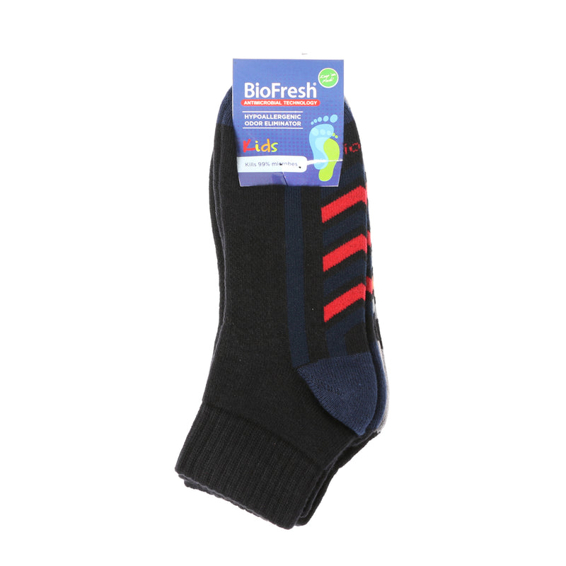 BioFresh Boys Sports Ankle Socks 3-Pair Set in Black