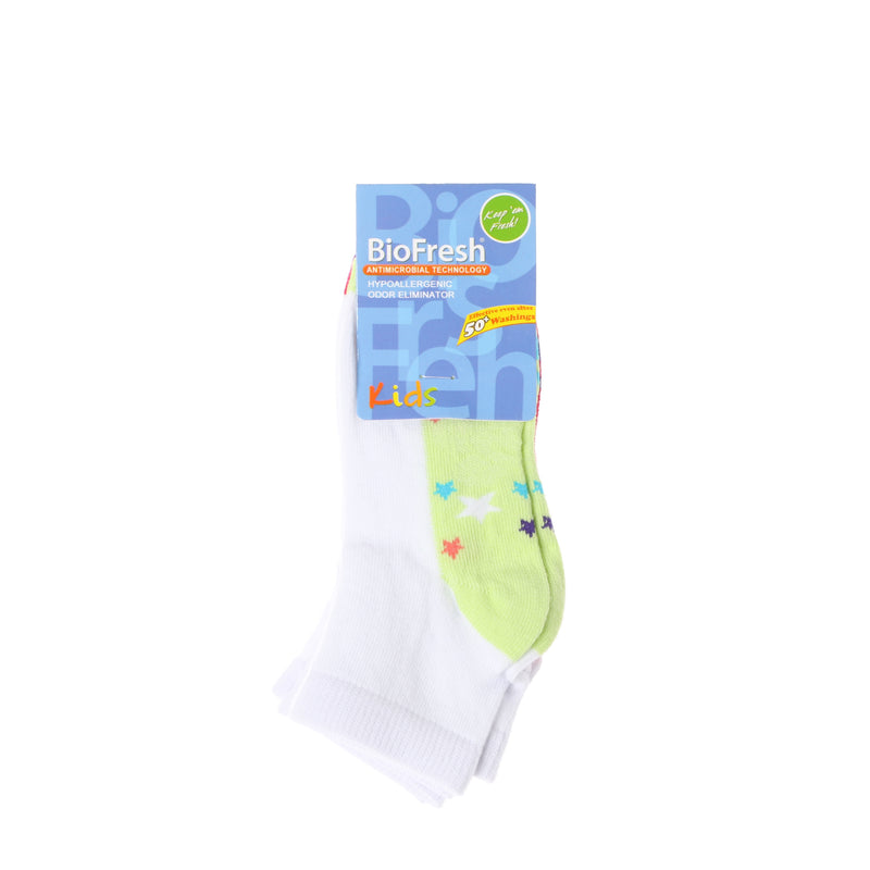 BioFresh Girls Casual Ankle Socks 3-Pair Set (2-4yrs)