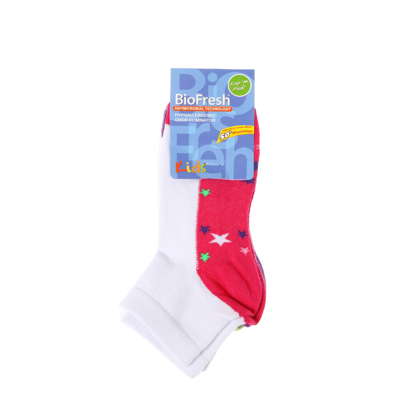 BioFresh Girls Casual Ankle Socks 3-Pair Set (4-7yrs)