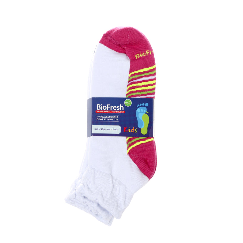 BioFresh Girls Sports Ankle Socks 3-Pair Set in White