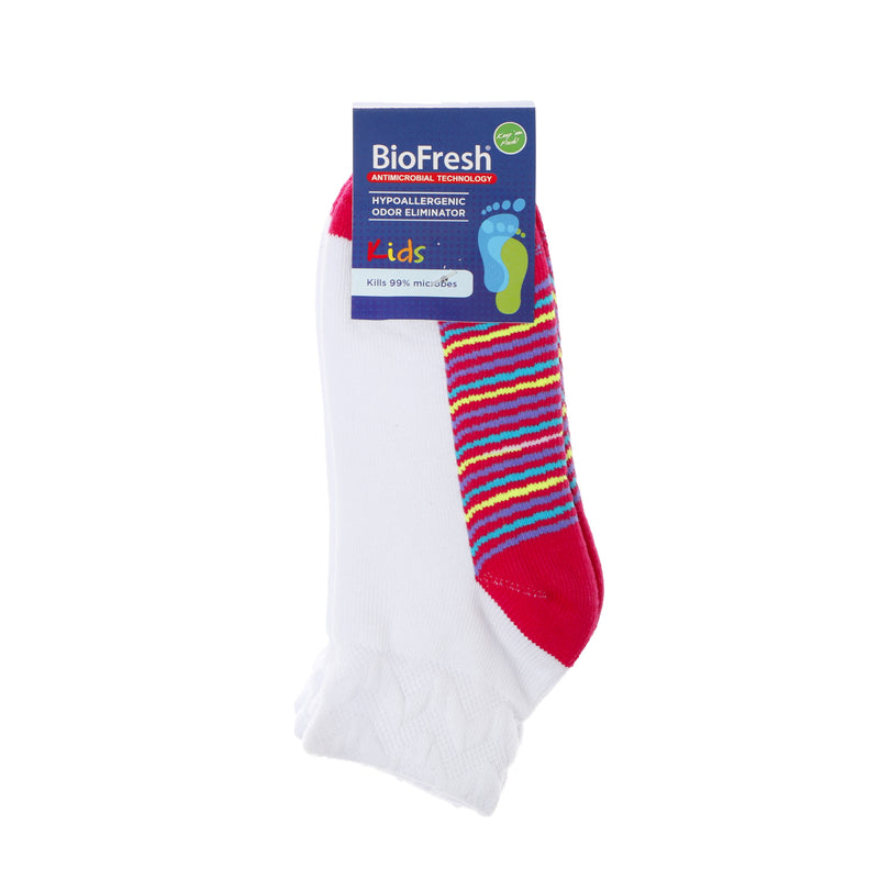 BioFresh Girls Sports Ankle Socks 3-Pair Set in White