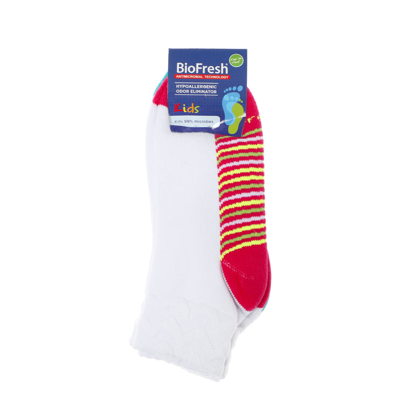 BioFresh Girls Sports Ankle Socks 3-Pair Set in White