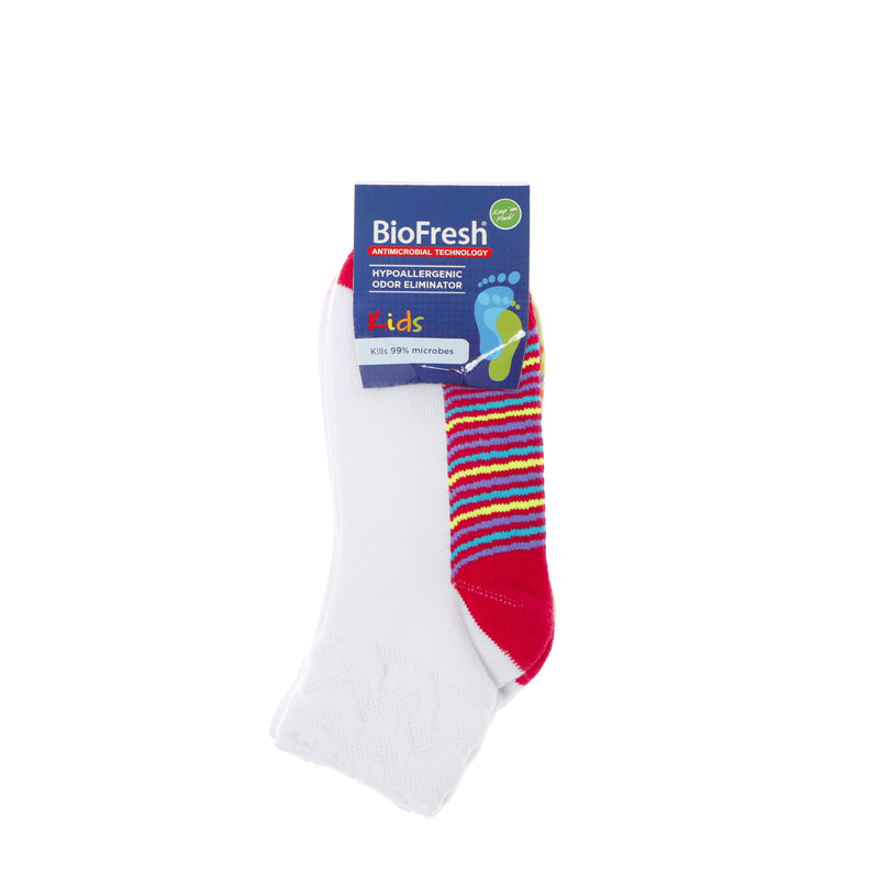 BioFresh Girls Sports Ankle Socks 3-Pair Set in White