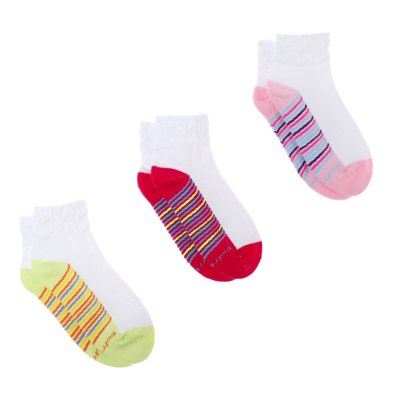 BioFresh Girls Sports Ankle Socks 3-Pair Set in White