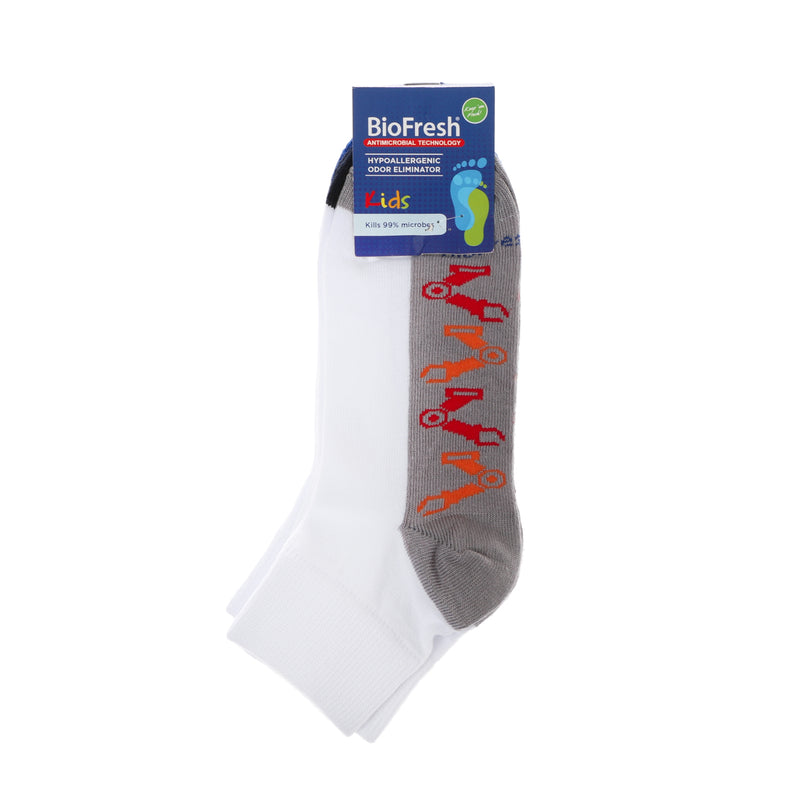 BioFresh Boys Casual Ankle Socks 3-Pair Set in White