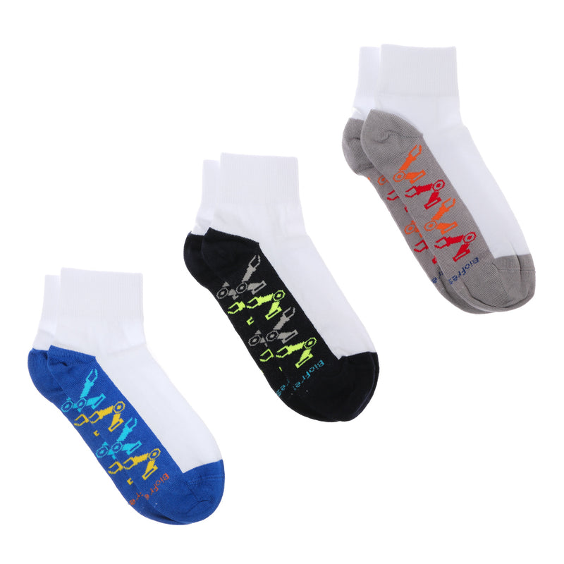 BioFresh Boys Casual Ankle Socks 3-Pair Set in White