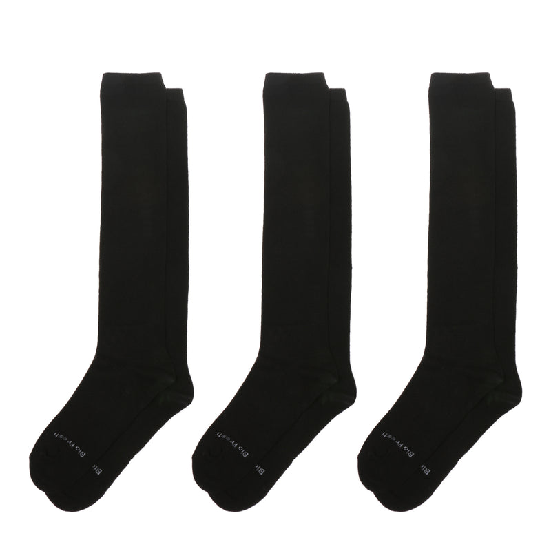 BioFresh Girls Knee Length Socks 3-Pair Set in Black