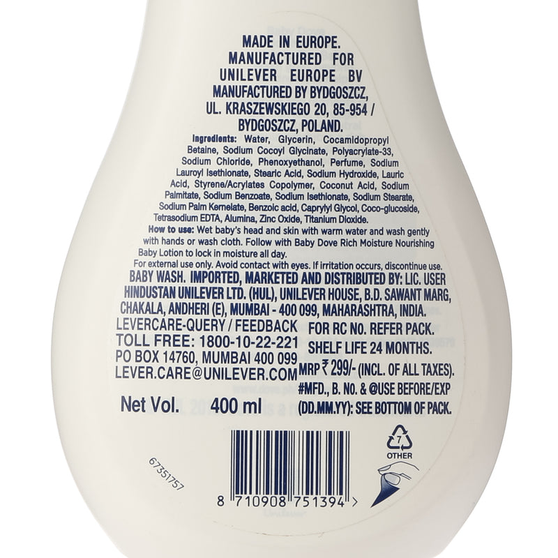 Baby Dove Rich Moisture Hair to Toe Wash 400ml