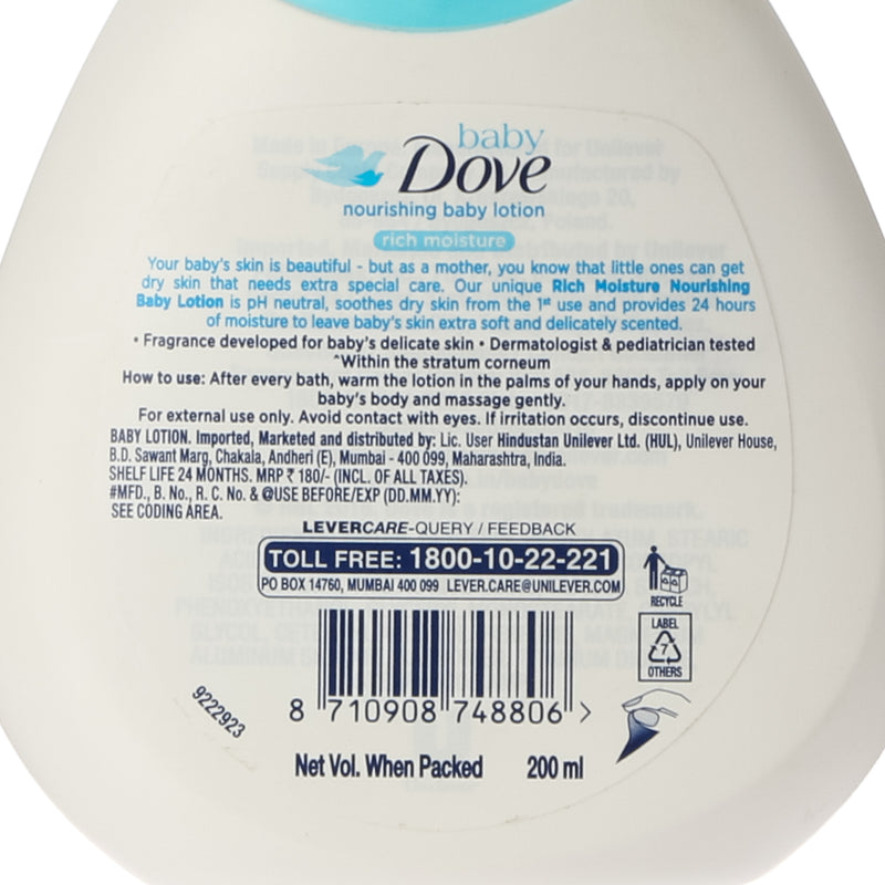 Baby Dove Rich Moisture Nourishing Baby Lotion 200ml