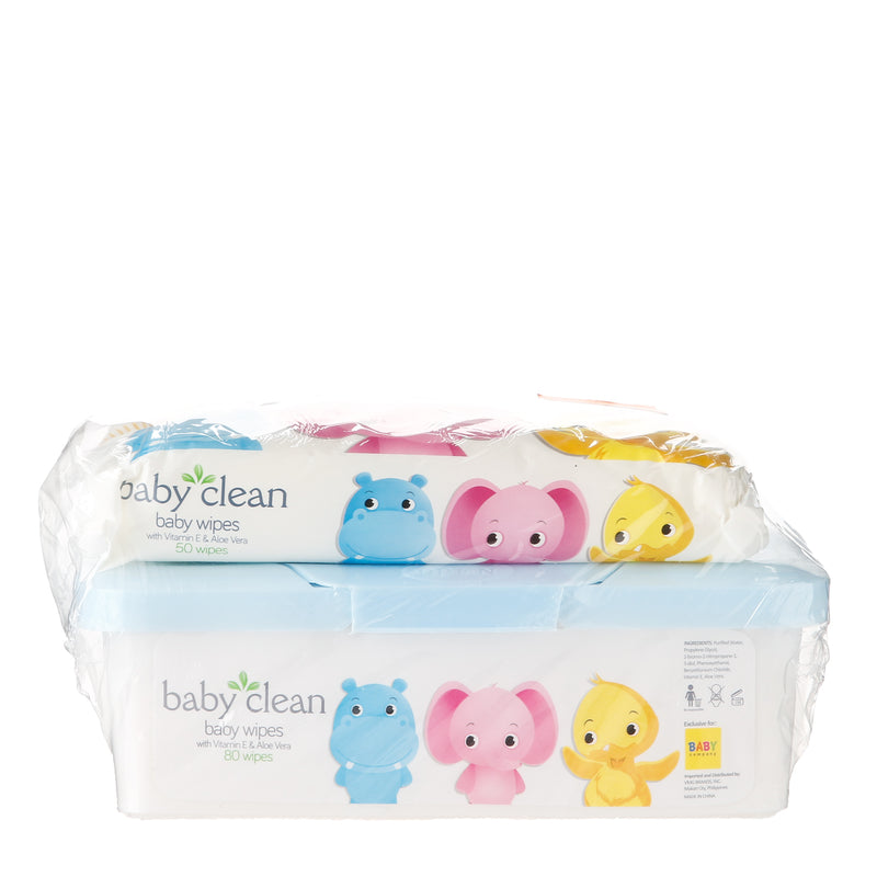 Baby Clean 80 Sheets and 50 Sheets Wipes Set