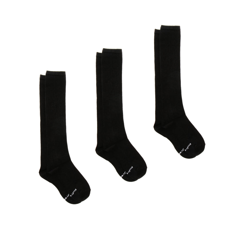 BioFresh Girls Size 2-4 Knee High Socks 3-Pair Set  in Black