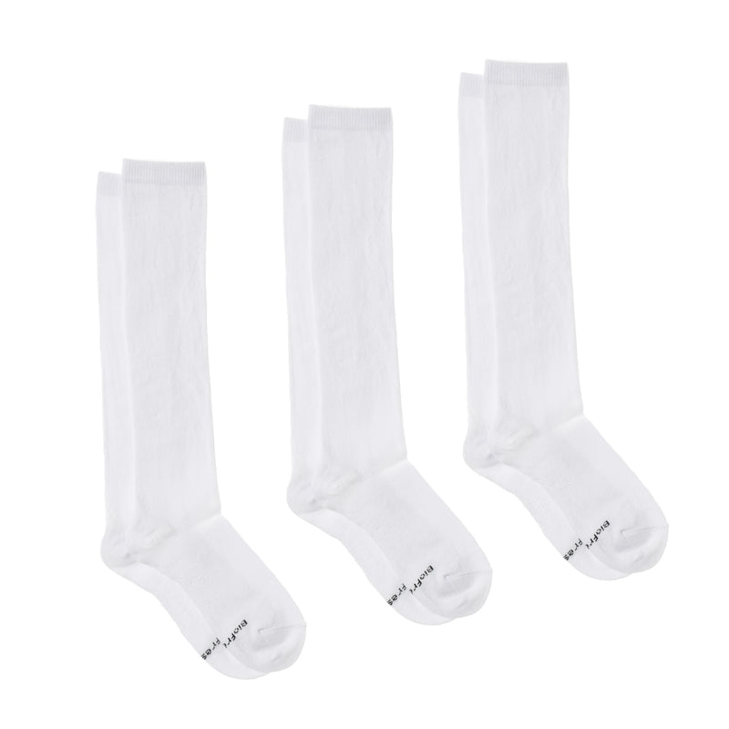 BioFresh Girls Size 4-7 Knee High Socks 3-Pair Set in White