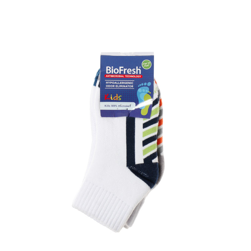 BioFresh Boys Assorted Sports Ankle Socks 3-Pair Set