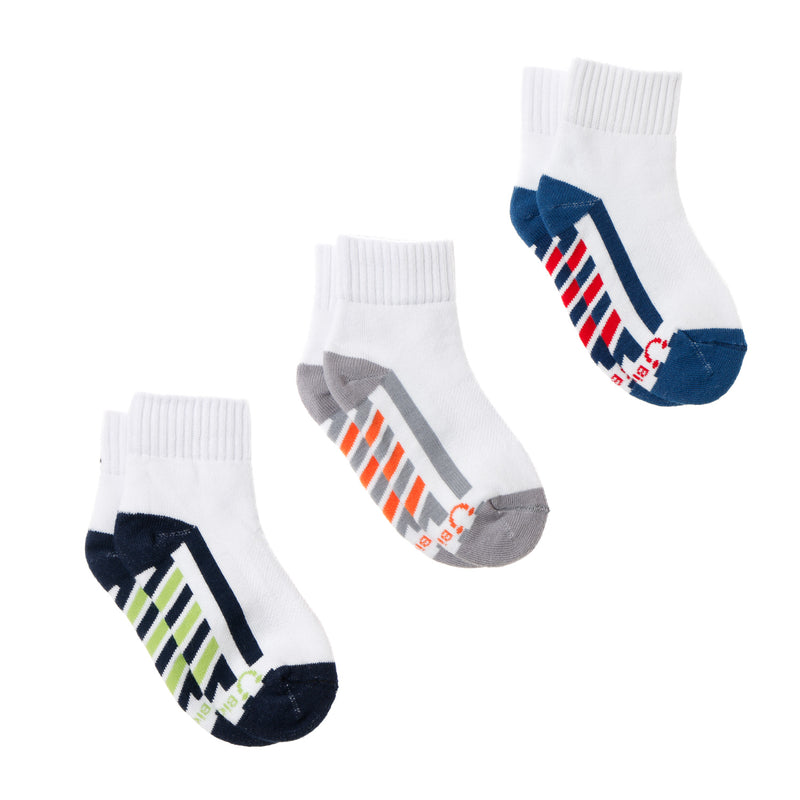 BioFresh Boys Assorted Sports Ankle Socks 3-Pair Set