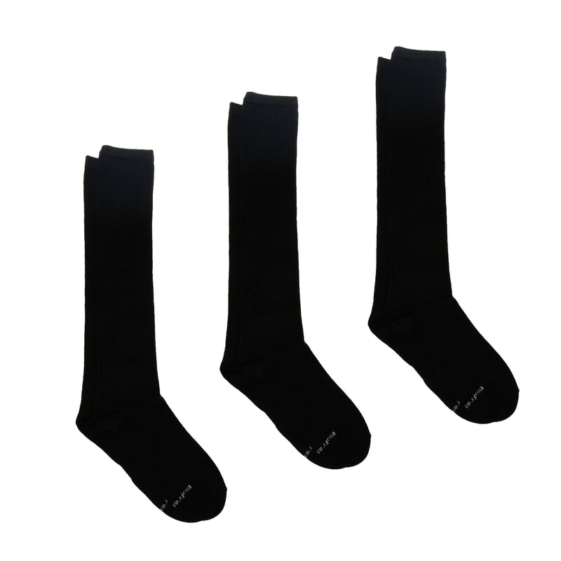 BioFresh Girls Size 7-10 Knee High Socks 3-Pair Set in Black