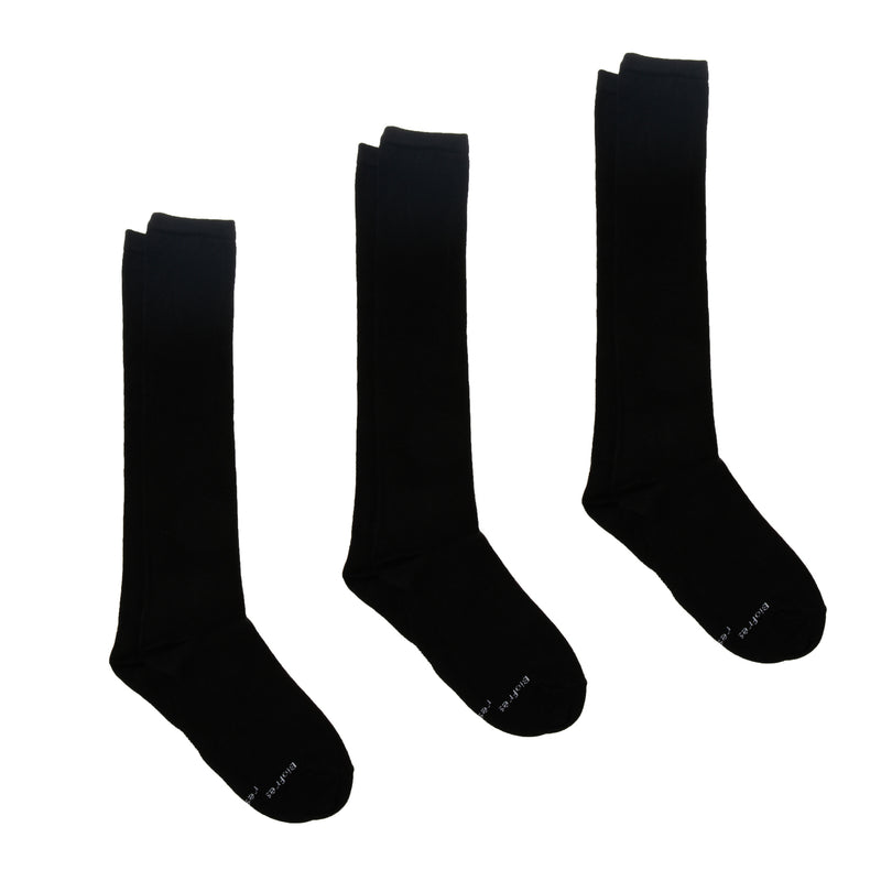 BioFresh Girls Size 9-12 Knee High Socks 3-Pair Set in Black