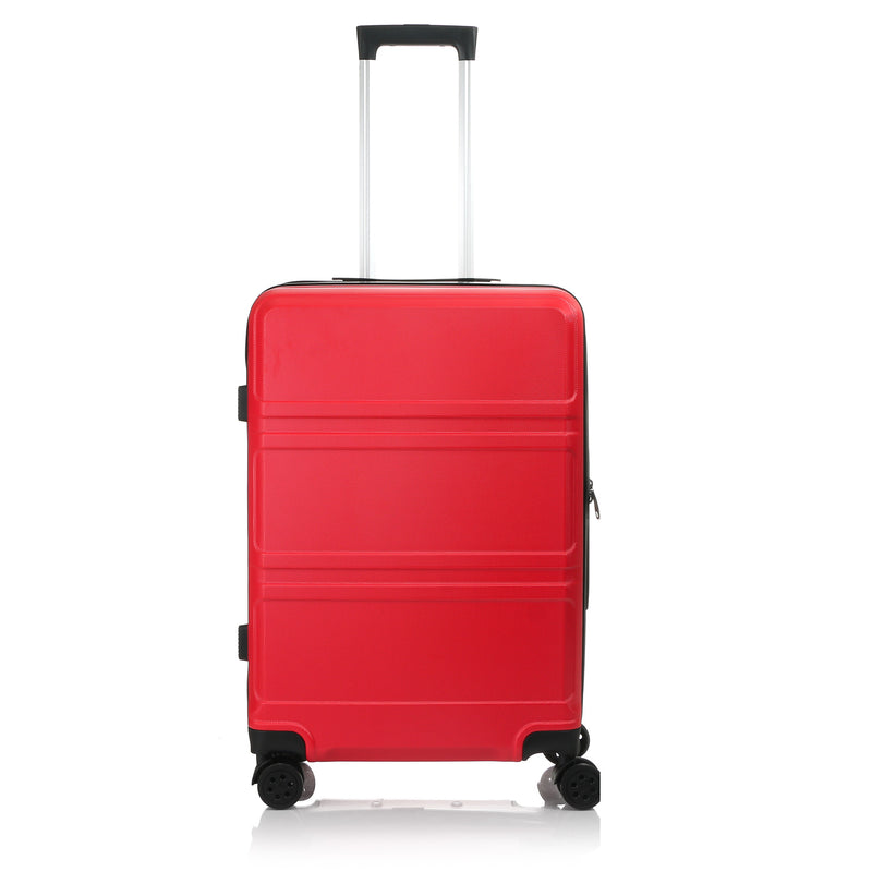 Travel Basic Gray 24-Inch Medium Hard Case Luggage in Red