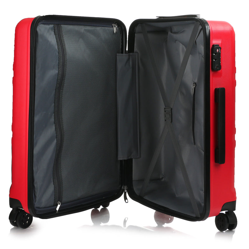 Travel Basic Gray 24-Inch Medium Hard Case Luggage in Red