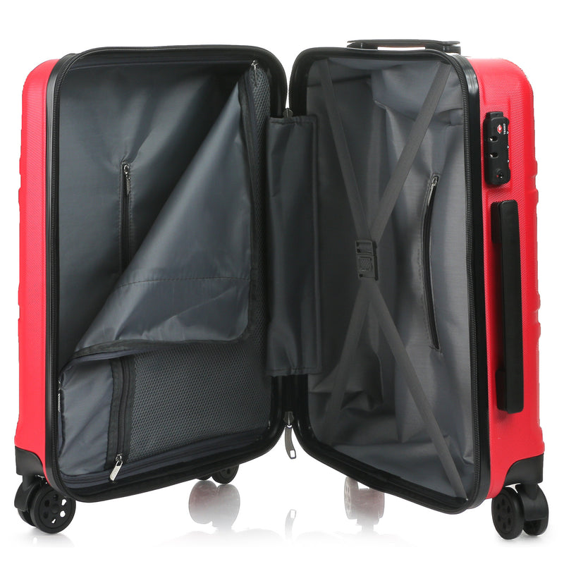 Travel Basic Gray 24-Inch Medium Hard Case Luggage in Red