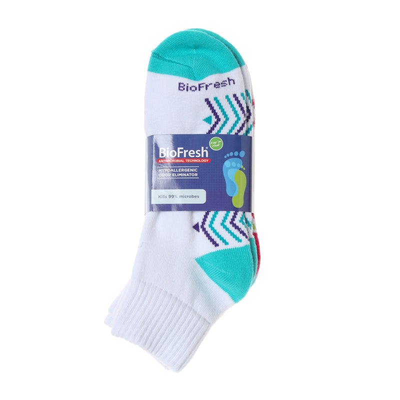 BioFresh Ladies Assorted Sports Ankle Socks 3-Pair Set